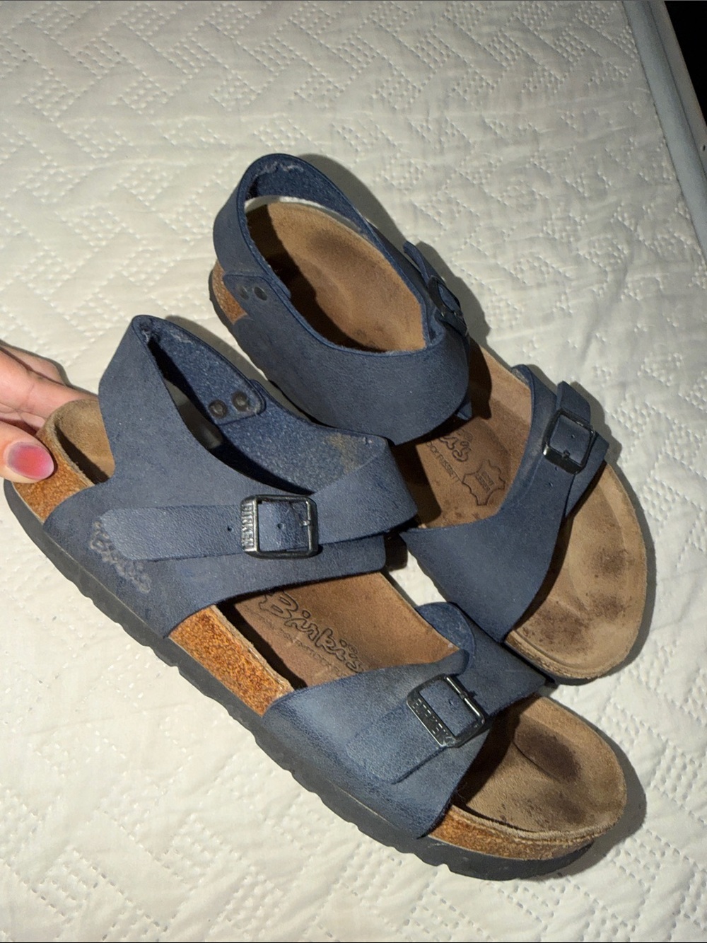 Birkenstock Navy Blue Suede Adjustable Buckle Sandals